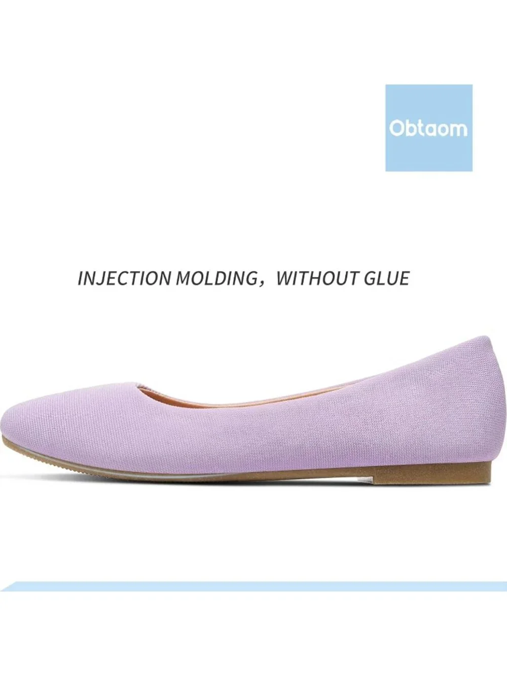 Women's Light Purple Textile Round Toe Flat Shoes Slip on Dress Comfortable